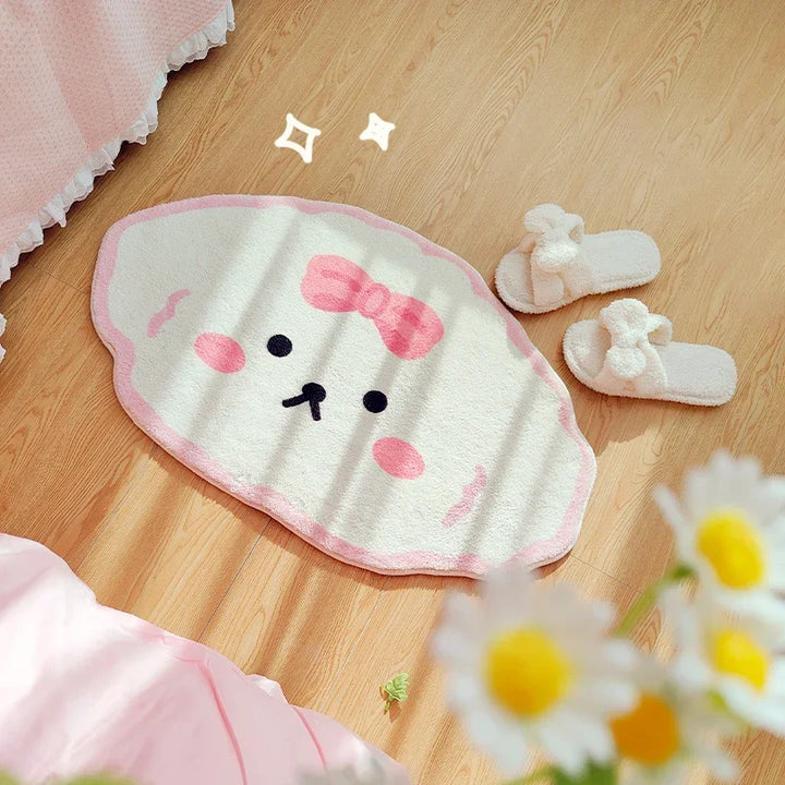 Rynx | Cute Plush Bedroom Rug IG Fashion Girls Elegant Living Room Rugs Modern Cartoon Minimalist Sweet Rug Doormat Kawaii IG Home Decor