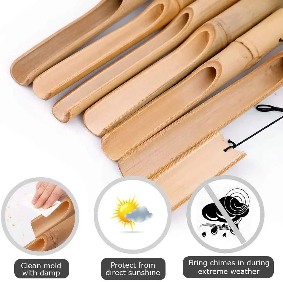 Lisslune | Handcrafted Bamboo Wind Chimes - 6 Melodic Tubes for Soothing Outdoor Harmony - Ideal for Garden Decoration and Thoughtful Gifts