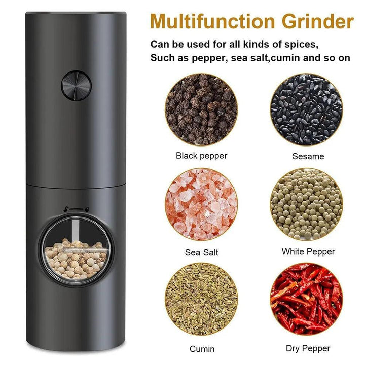 Lisslune | Eco-Friendly Automatic Electric Salt and Pepper Mill Set - Rechargeable Battery Operated Mills