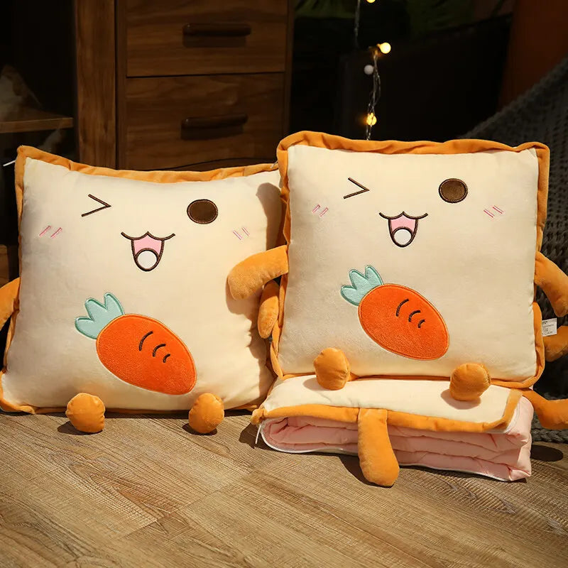 Lisslune | Playful Cartoon Toast Foldable Travel Pillow Blanket