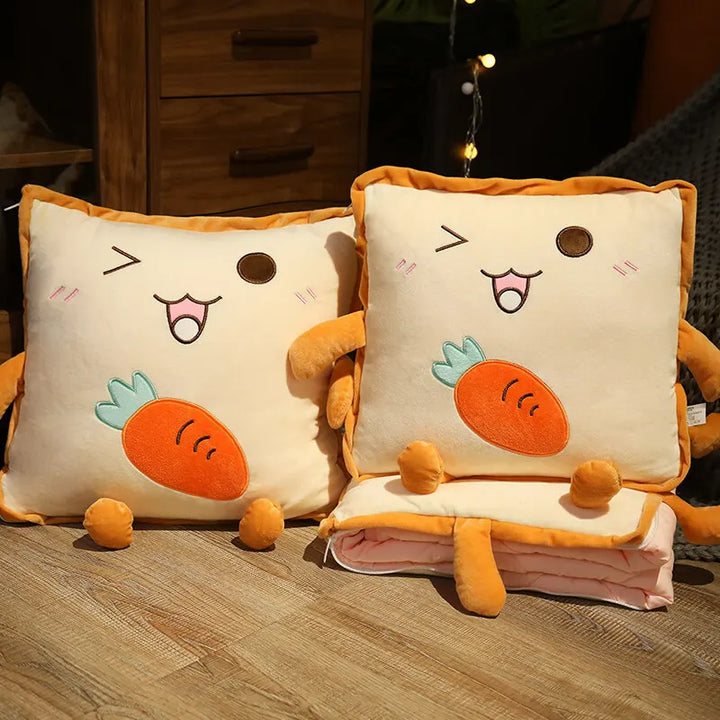 Lisslune | Playful Cartoon Toast Foldable Travel Pillow Blanket