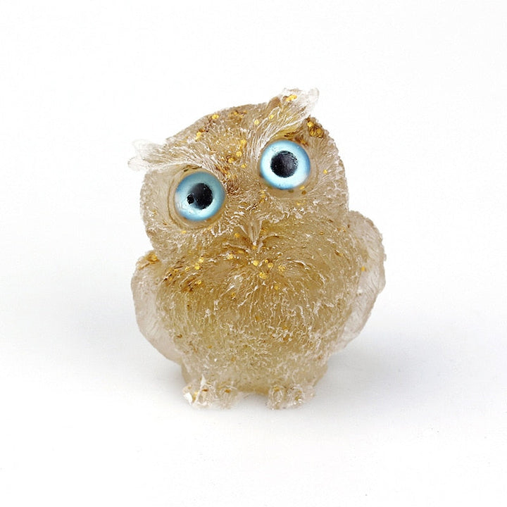 Lisslune | Natural Crystal Owl Figurine: Handmade Collector's Item