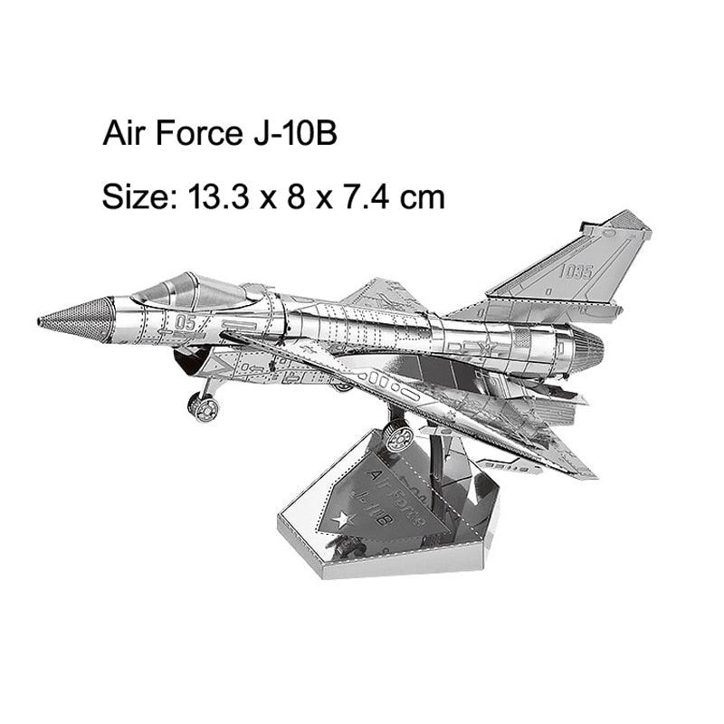 Lisslune | Stainless Steel 3D Jet Fighter Model Building Kit - Engaging DIY Puzzle for All Age Groups