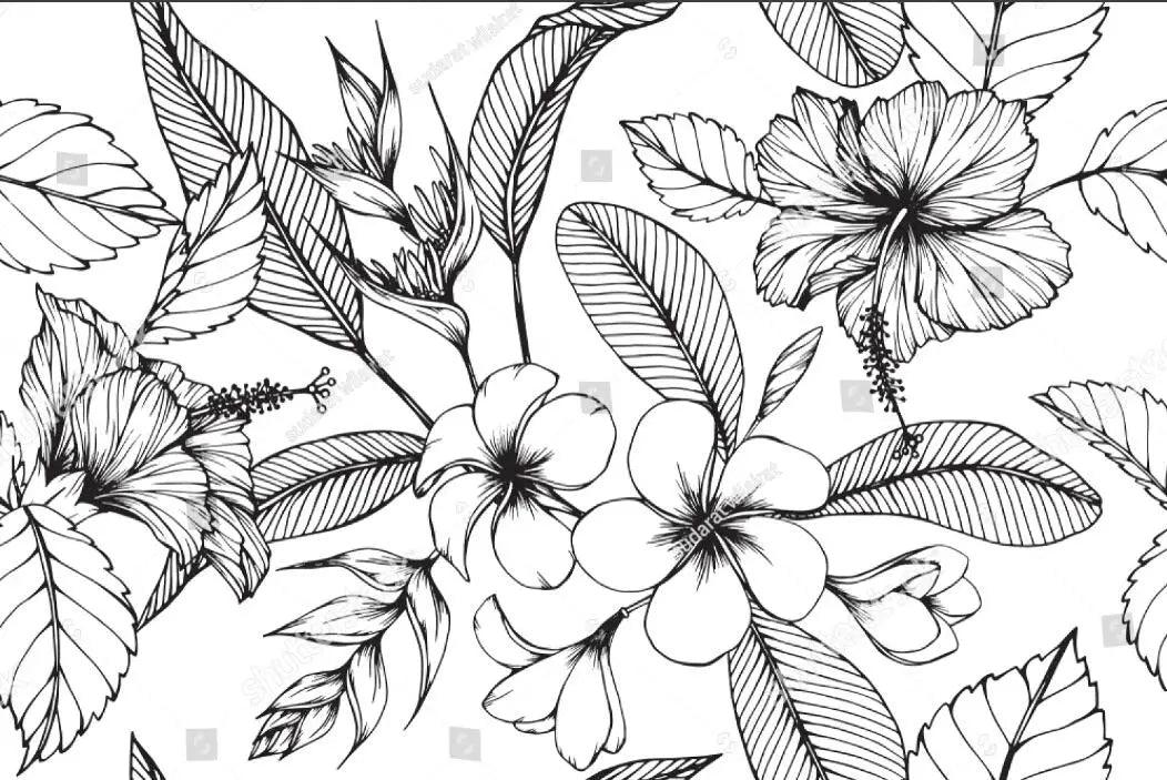Lisslune | Serene Tropical Paradise Abstract Mural - Elegant Botanical Decor for Stylish Homes