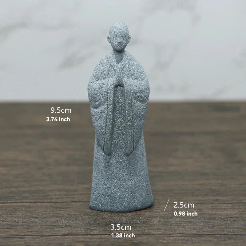 Lisslune | Buddha Stone Statue Small Buddhist Monks Tibetan Buddhism Figures Zen Garden Ornament Meditation Home Aquarium Decoration