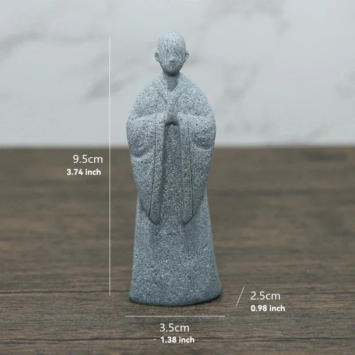 Lisslune | Buddha Stone Statue Small Buddhist Monks Tibetan Buddhism Figures Zen Garden Ornament Meditation Home Aquarium Decoration