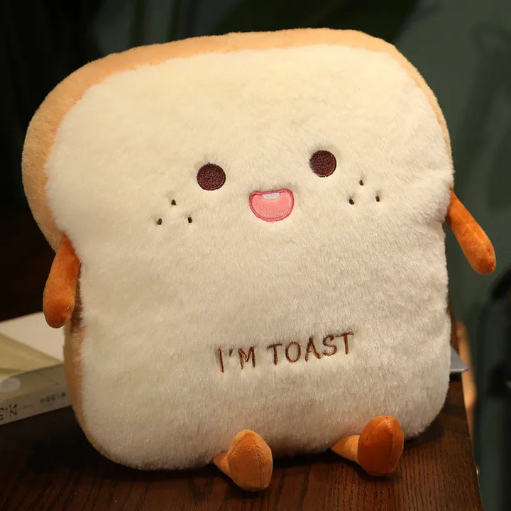 Lisslune | New 1pc 35cm Plush Bread Cushion Sweet Simulation Food Toast Soft Doll Warm Hand Cushion Home Decoration Kids Toy Birthday Gift