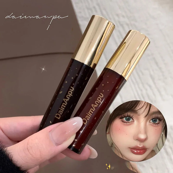 Rynx | Retro Clear Lip Glaze Gloss Mirror Glitter Non Stick Cup Brighten Jelly Dark Lipstick Red Brown Alternatives Lip Ink Tint Korean Makeup