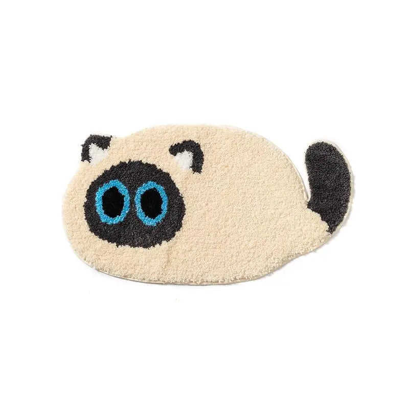 Rynx | Large Round Cat Head Shaped Rug Cute Cat Carpet Non-Slip Bedroom Velvet Carpet Flooring Living Room Entrance Mat Home Décor