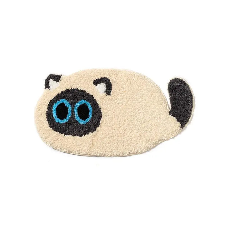 Rynx | Large Round Cat Head Shaped Rug Cute Cat Carpet Non-Slip Bedroom Velvet Carpet Flooring Living Room Entrance Mat Home Décor
