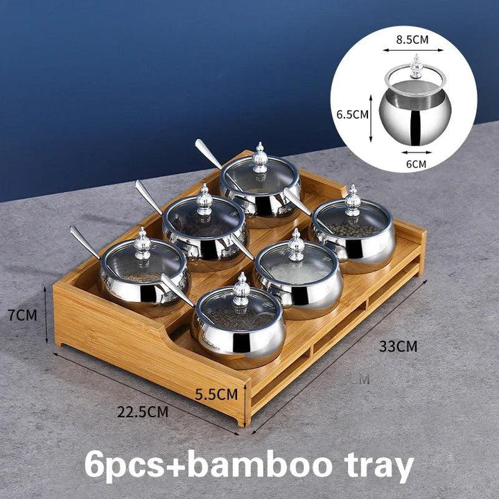 Lisslune | Stainless Steel Spice Storage and Oil Sprayer Set - Essential Organizer for Culinary Lovers