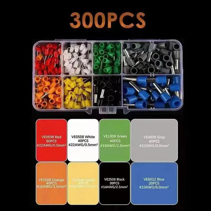 Lisslune | 300-piece Premium Copper Ferrule Connector Kit with Crimping Tool for Improved Electrical Connection