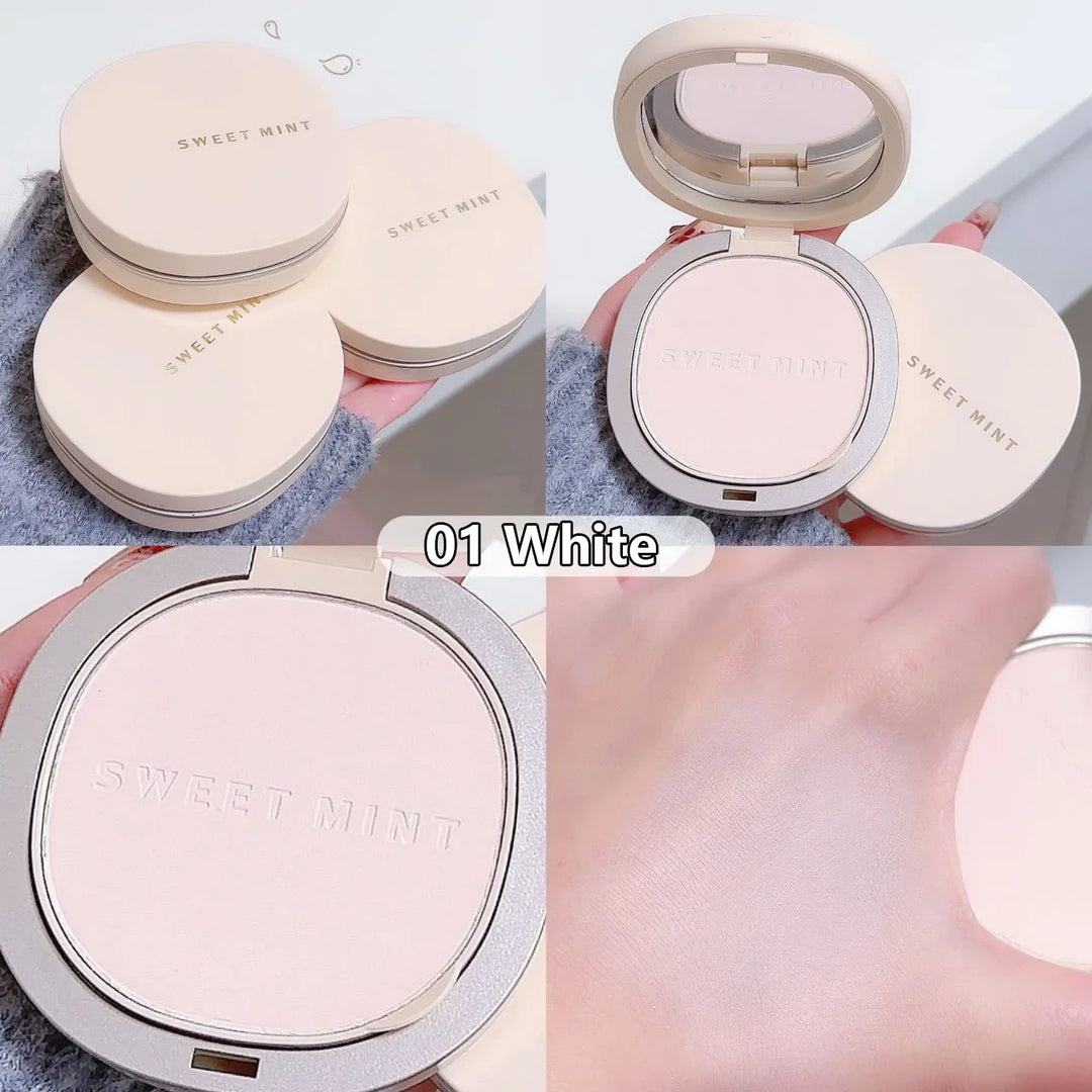 Rynx | Pressed Powder Transparent White Brightening Oil Control Waterproof Concealer Long-Lasting Natural Face Makeup Setting Powder Cosmetics