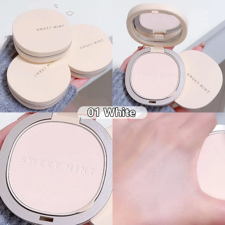Rynx | Pressed Powder Transparent White Brightening Oil Control Waterproof Concealer Long-Lasting Natural Face Makeup Setting Powder Cosmetics