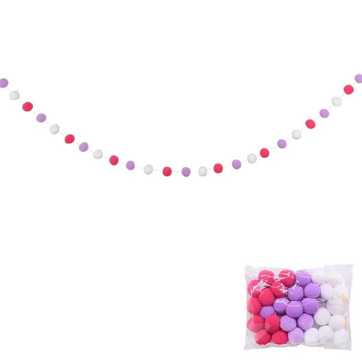Rynx 2.5Meter Colored Pom Pom Pendant Light Garland Ins Nordic Series Wool Felt Ball String DIY Handmade Kids Room Decoration