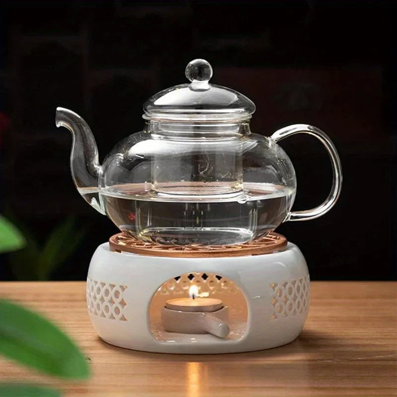 Rynx | 1pc Ceramic Teapot Heating Holder - Teapot warmer for heating tea, coffee, candle insulating base home decor