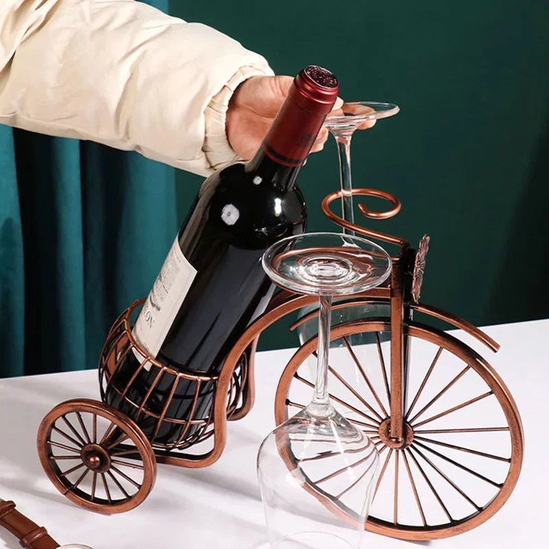 Lisslune | Pedal&Pour - Vintage Wine Rack with Glass Holders