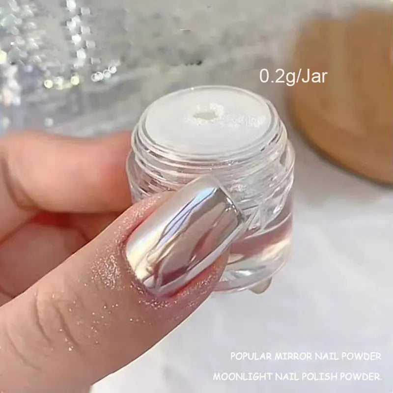 Rynx | 1jar Plating Aurora Chrome Nail Powder High Gloss Moonlight Mirror Fine Glitter Pigment Aurora Pearl Rub Dust Chrome Nails