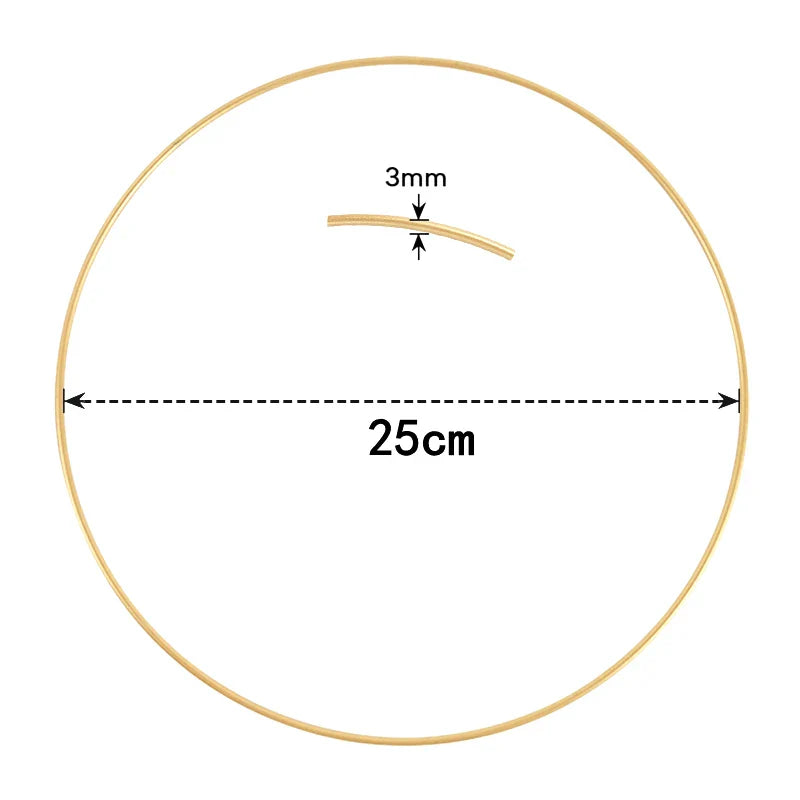 Rynx Gold Metal Flower Ring Hoop with Wood Base for Wedding Party Table Centerpiece Decoration Artificial Flower Garland DIY Wreath