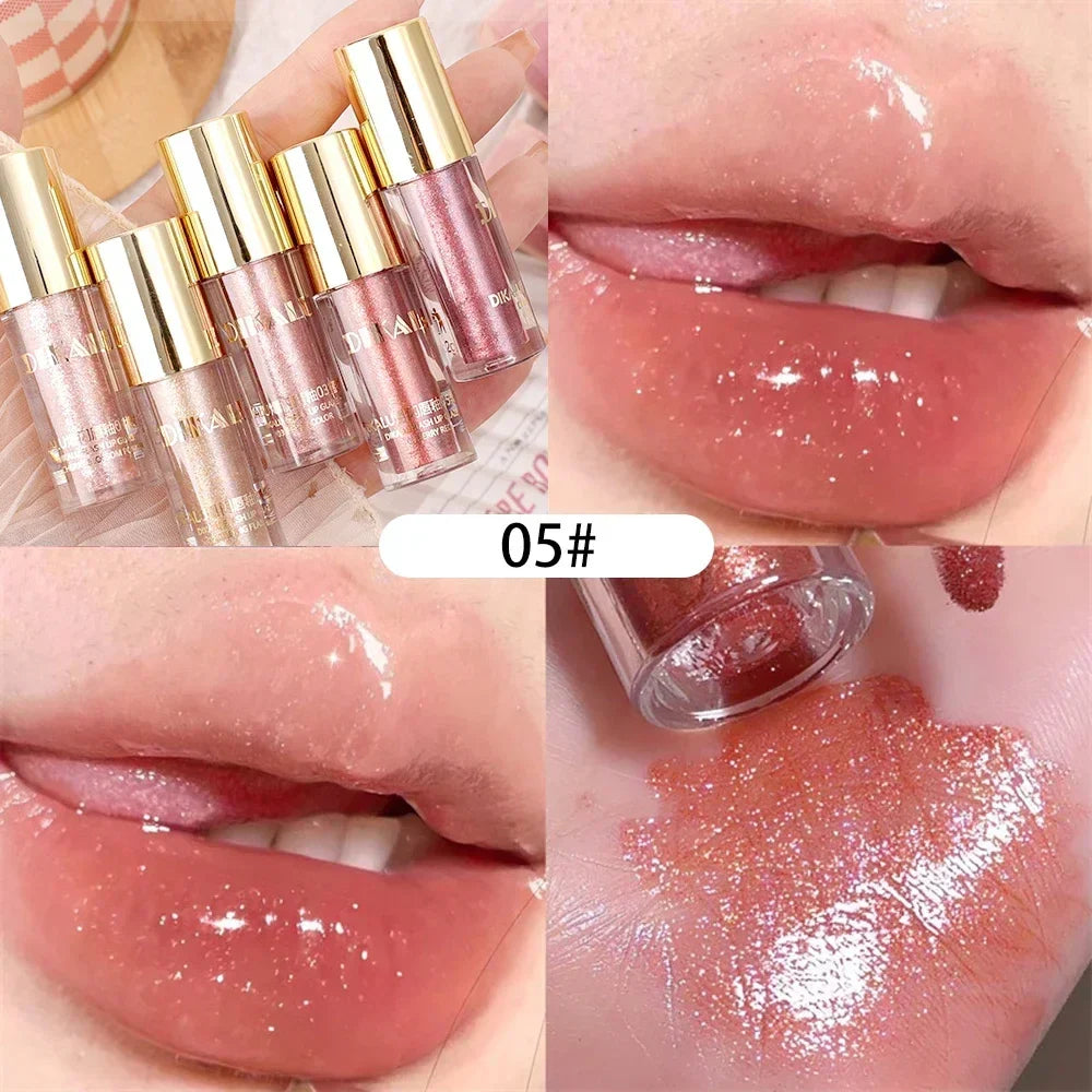 Rynx | Diamond Shiny Lip Gloss Waterproof Glitter Liquid Lipstick Long-lasting Shimmer Pearl Lip Lacquer Women Sexy Lip Tint Makeup