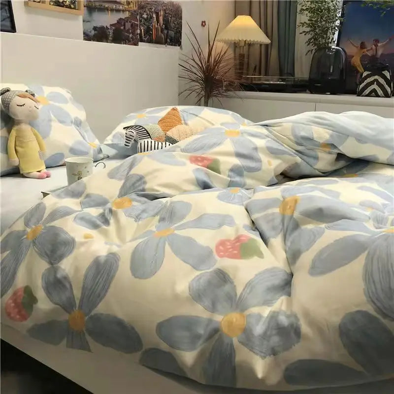 Rynx | Tulip Duvet Cover Set with Bed Sheets Pillowcases Fashion Twin Double Queen Size Bedding Soft Boys Girls Bedding Set
