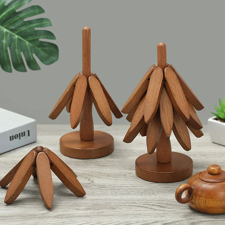 Lisslune | Wooden Tree Heat Resistant Coaster Set