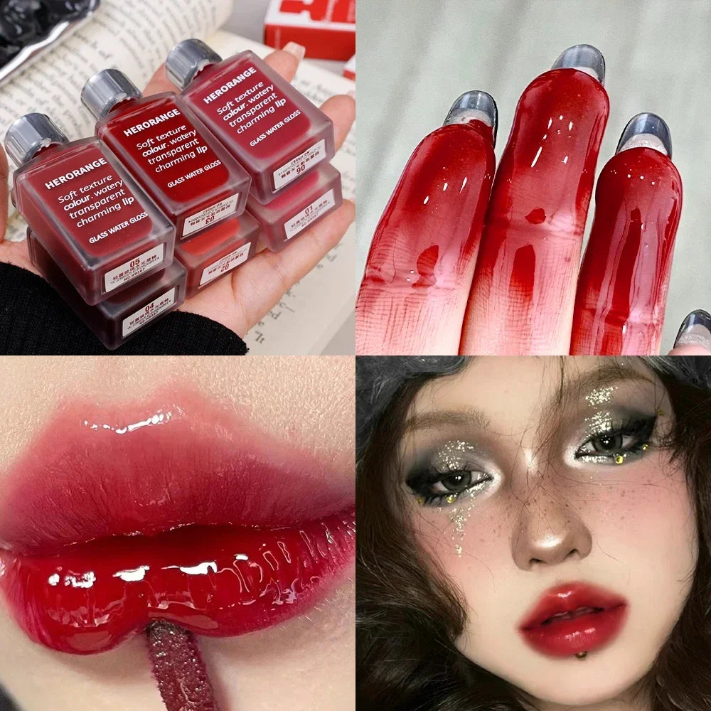 Rynx | 6 Colors Water Mirror Shine Lip Lacquer Naturally Long-Lasting Moisturizing Not Easily Removable Makeup Liquid Lipstick Cosmetics