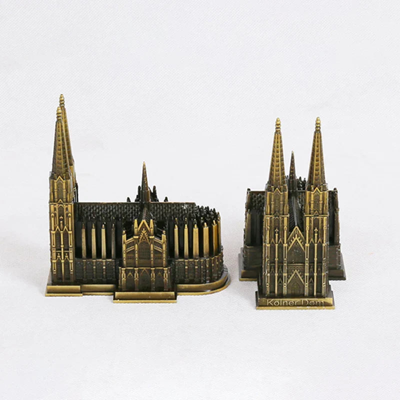 Lisslune | Cologne Cathedral Model Metal Antique Bronze Germany Cologne Cathedral Building Figurine World Famous Landmark Architecture Decoration