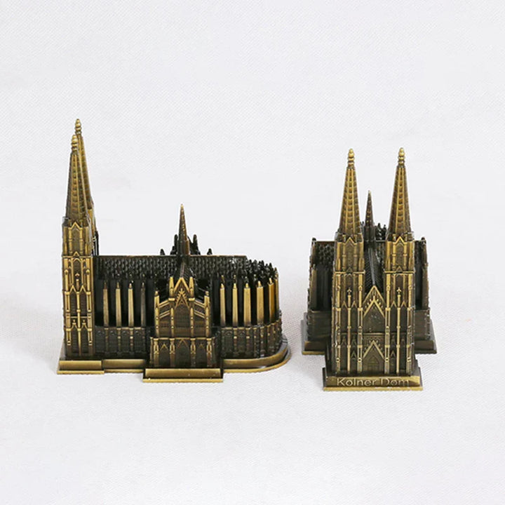Lisslune | Cologne Cathedral Model Metal Antique Bronze Germany Cologne Cathedral Building Figurine World Famous Landmark Architecture Decoration
