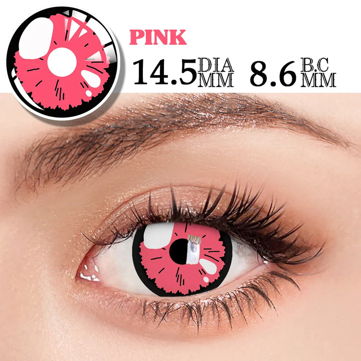 Rynx | 1 Pair Anime Pink Lenses for Eyes Cosplay Lenses for Halloween Nezuko Colorcon y2k Eye Contacts
