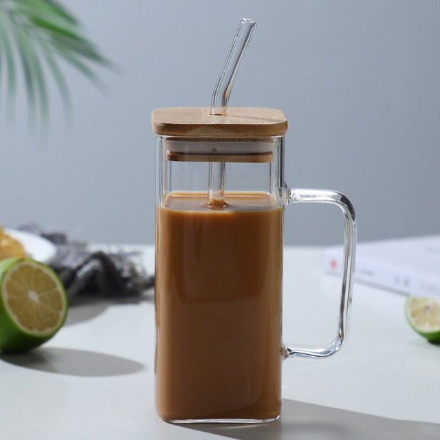 Lisslune | Stylish Square Large Capacity Mug with Straw