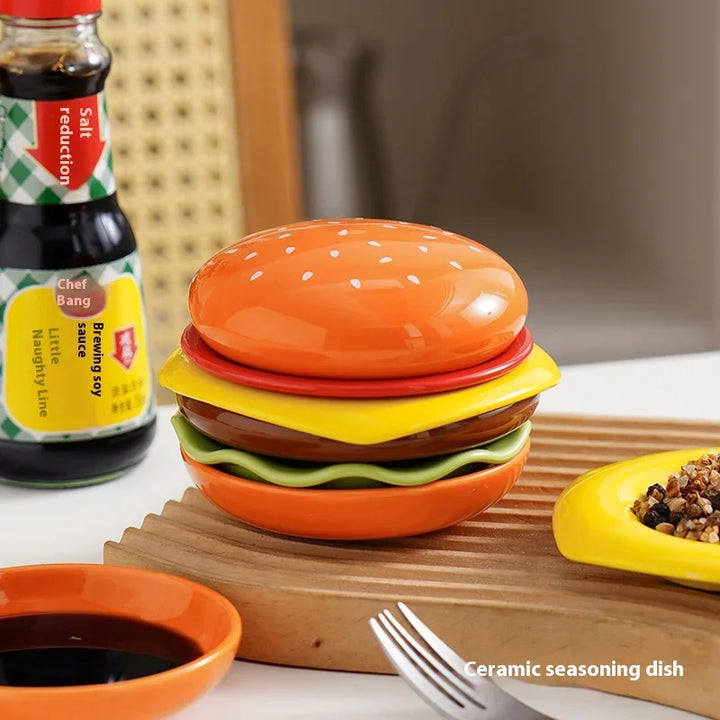 Lisslune | Mini Stacked Hamburger Ceramic Plate Set
