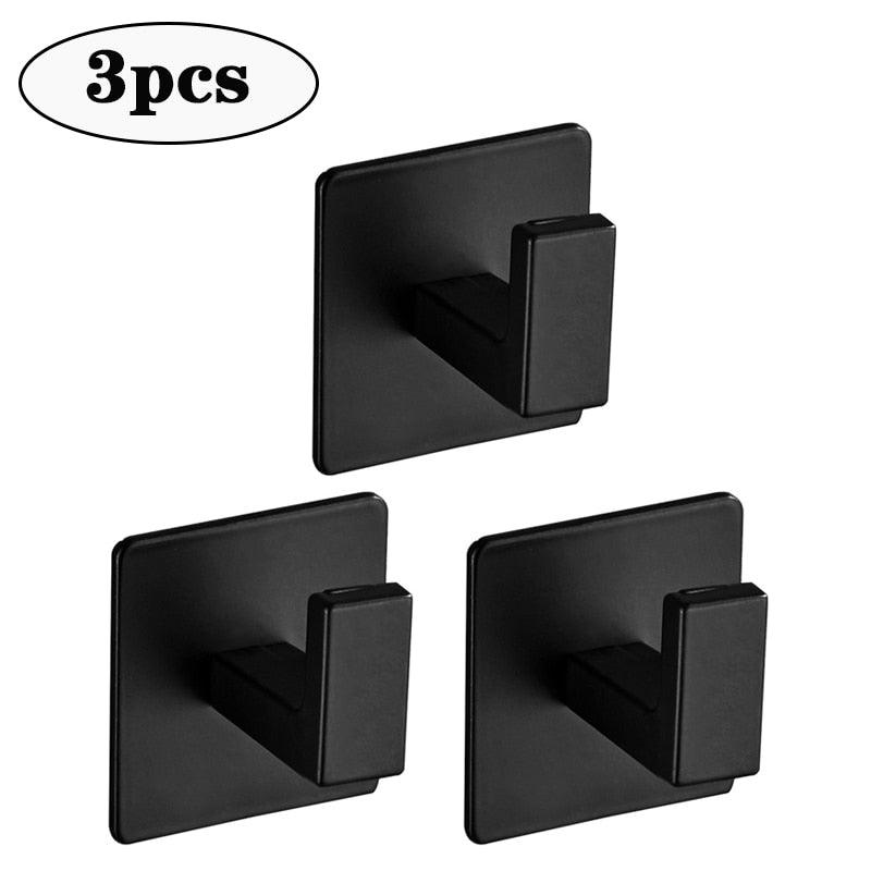 Lisslune | Flexible Black Wall Hook Organizer Set - Modern Storage Solution with Seamless Installation