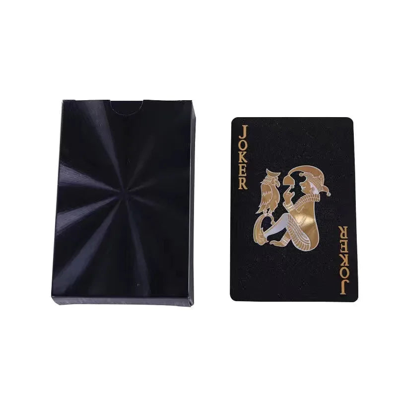 Rynx | 1 deck of cool black playing cards, waterproof black-gold foil poker cards, great for magic, water card games, and parties