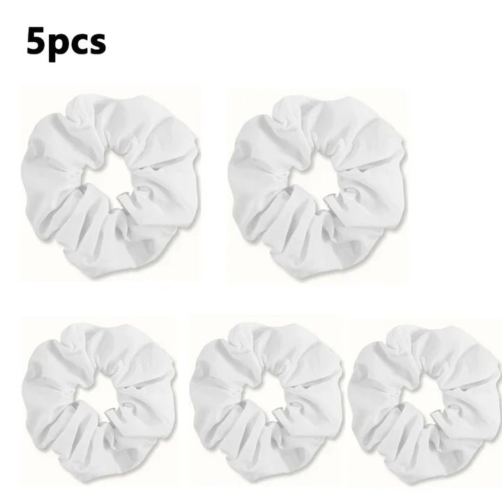 Rynx | 5 Pieces/Set Women's Hair Ties White Solid Color Hair Tie for Girls Ponytail Holder Rubber DIY Home Batik Handmade Supplies Hair Tie