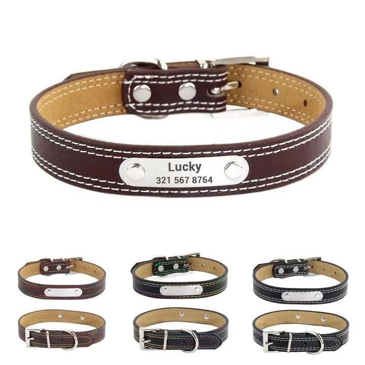 Lisslune | Glamorous Personalized Engraved Leather Dog Collar with Sparkling Accents