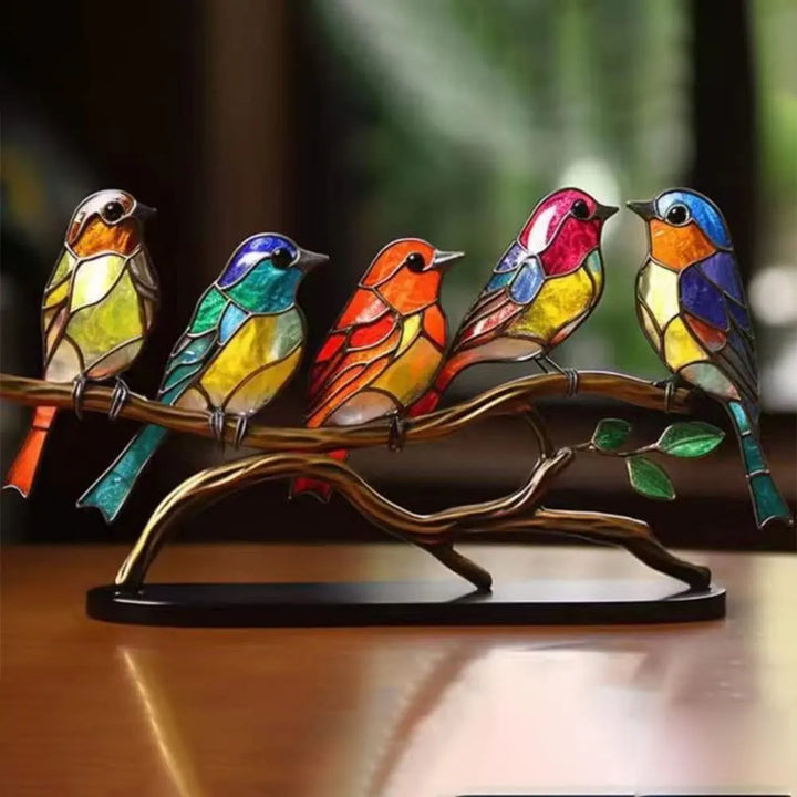 Lisslune | ElegantAviary | Colorful Birds on Branch Desk Ornaments