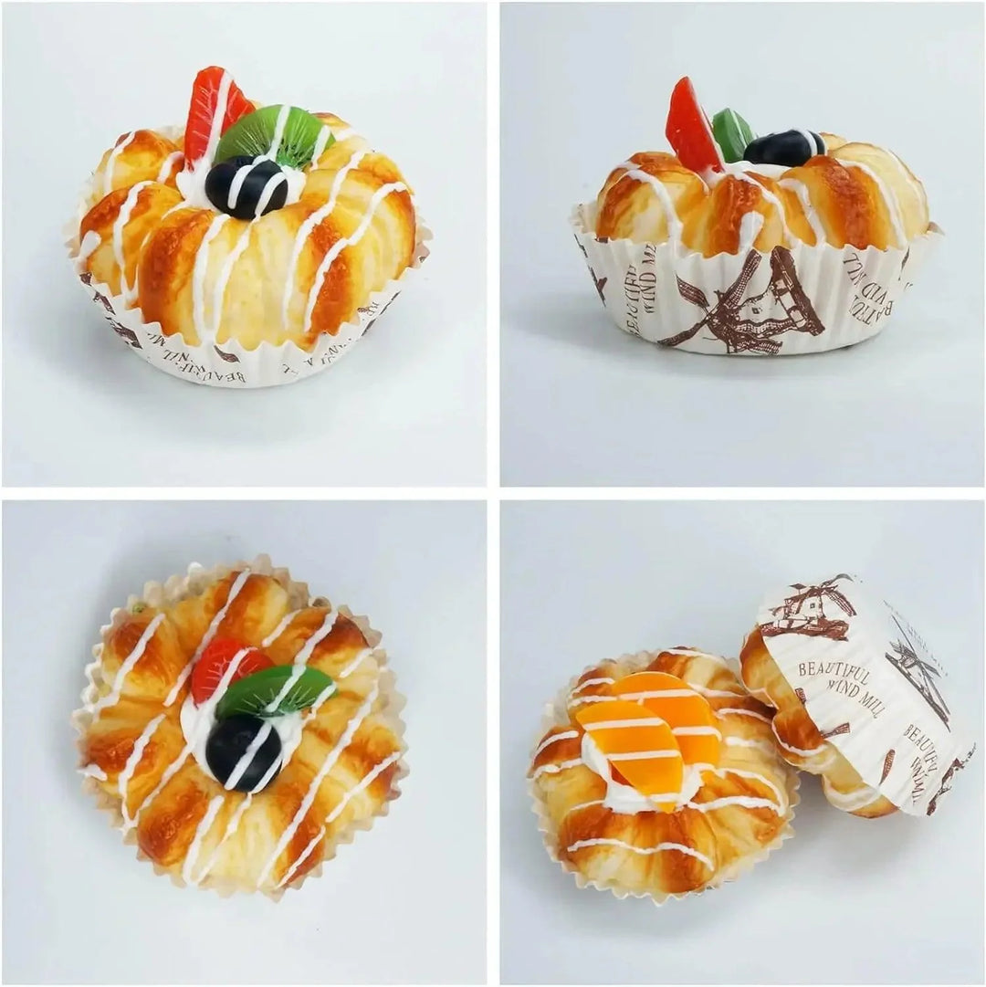 Lisslune | Realistic Synthetic Bakery Decor Set - 6 Lifesize Food Props for Kitchen and Business Display
