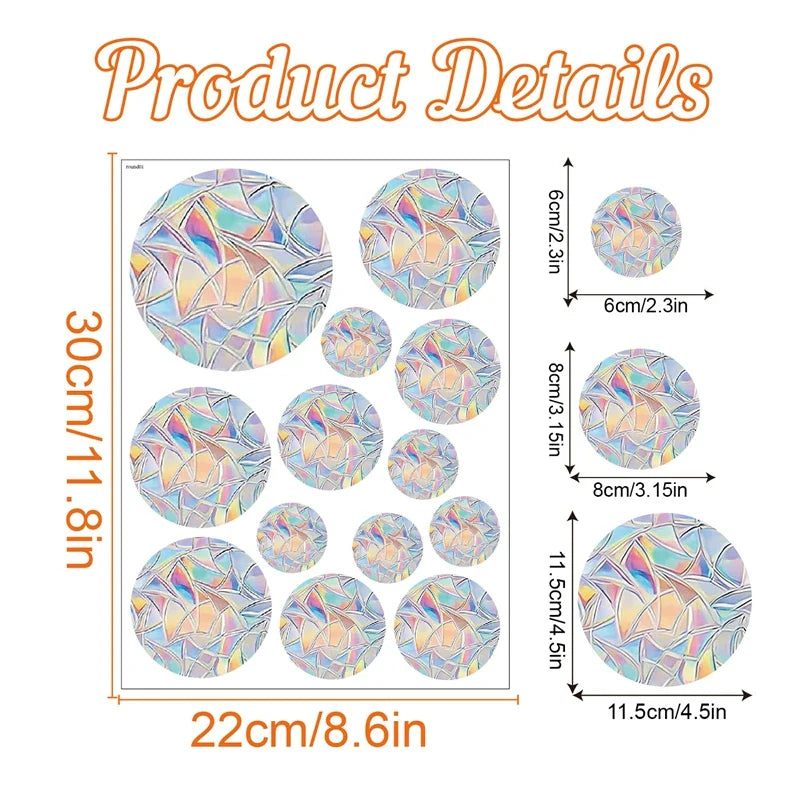 Rynx Rainbow Suncatcher Window Sticker PVC Cat Butterfly Prism Glass Wall Sticker Home Kids Bedroom Decoration Self-Adhesive Decor