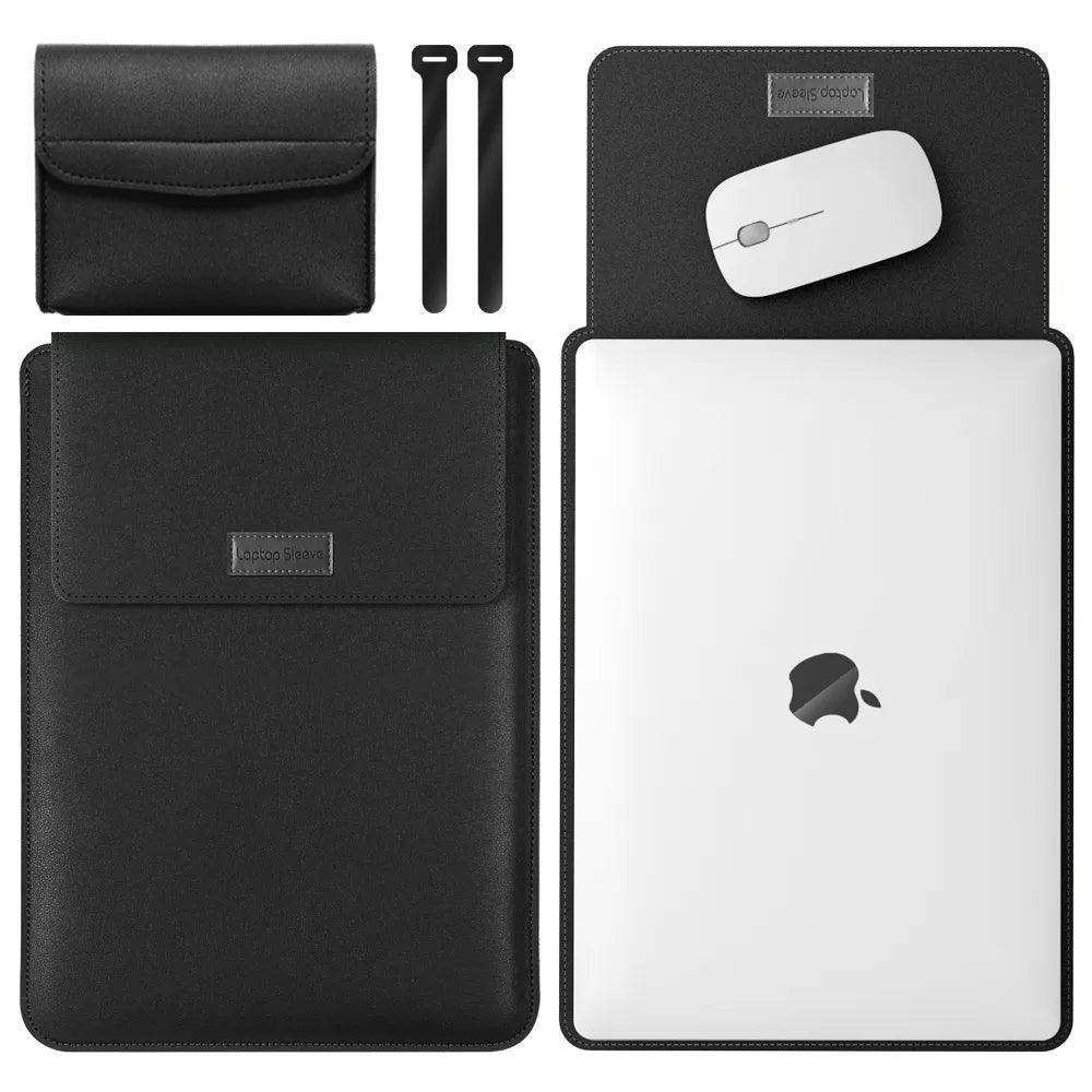 Lisslune | Elegant 13-inch PU leather MacBook Air Pro sleeve set with medium-sized bag & cable organizers