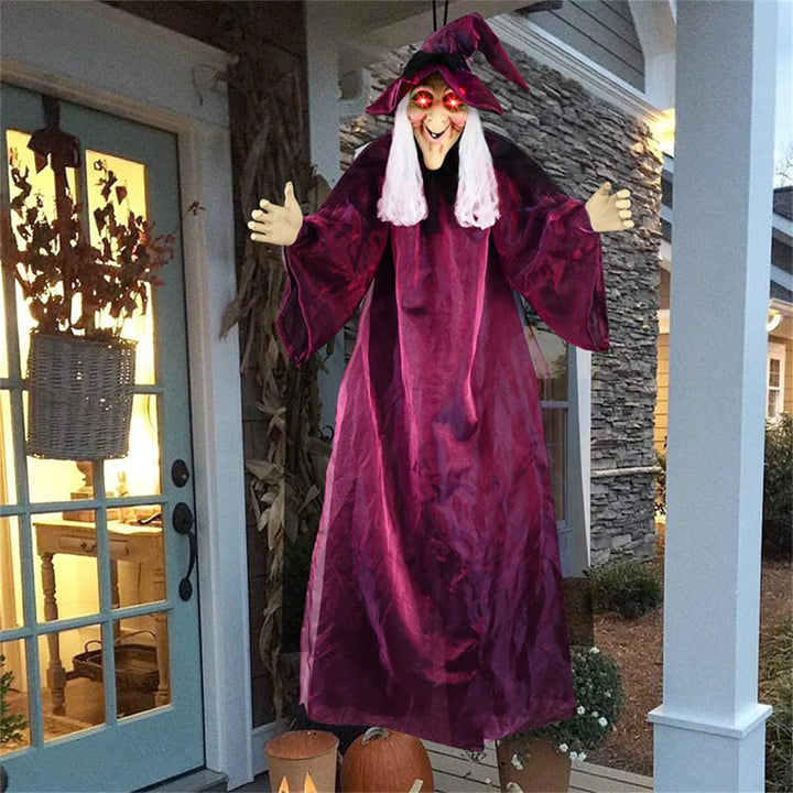 Rynx | Halloween Decoration Voice-Controlled Witch Large Hanging Cave Glowing Sound-Making Bar Ghost House Horror Decoration