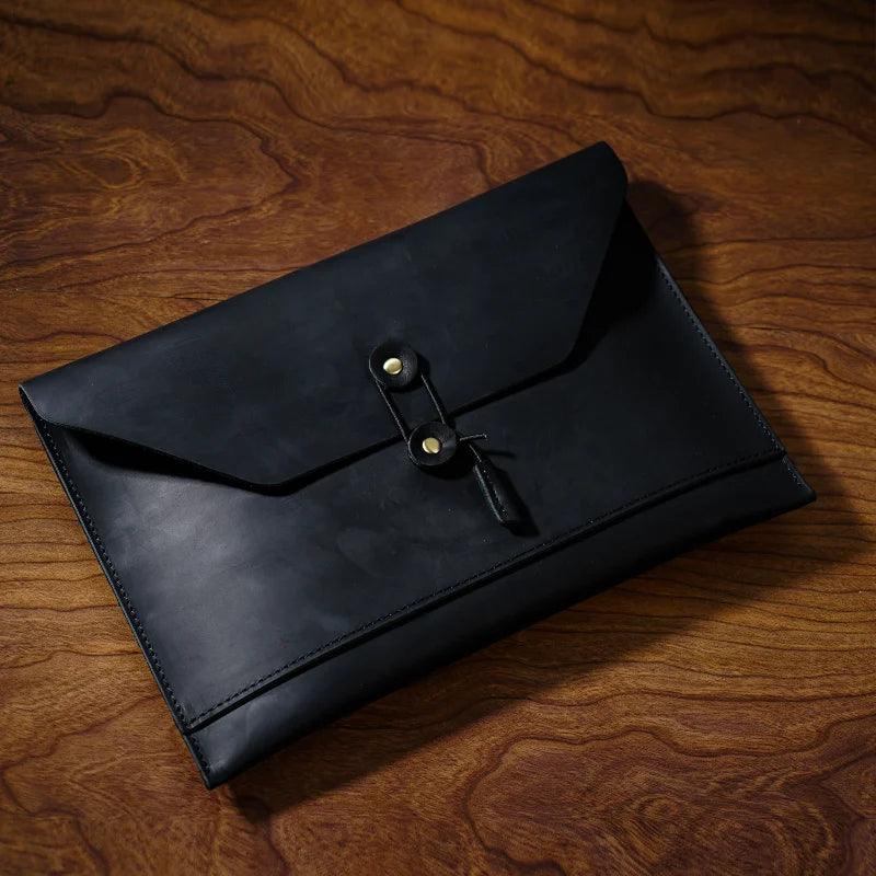 Lisslune | Retro Round Leather Laptop Sleeve with multifunctional storage
