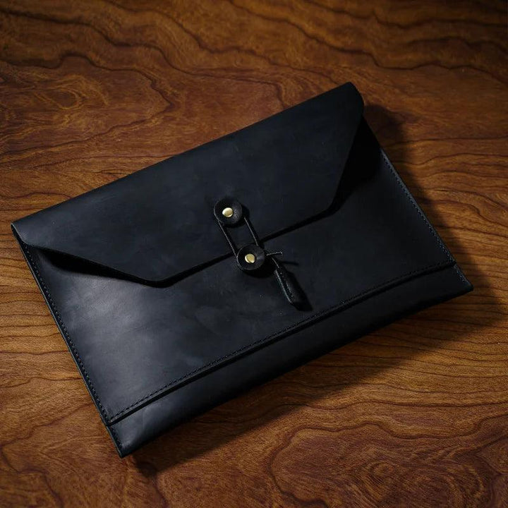 Lisslune | Retro Round Leather Laptop Sleeve with multifunctional storage