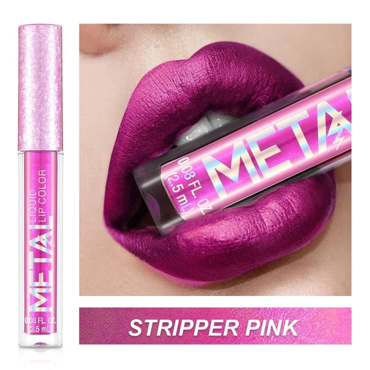 Rynx | Matte Glitter Liquid Lipstick Makeup Waterproof Non-sticky Cup Metal Lipstick Set Long-lasting Shiny Lip Color Shade Charming Lipstick