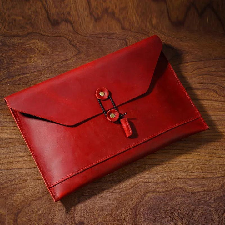 Lisslune | Retro Round Leather Laptop Sleeve with multifunctional storage