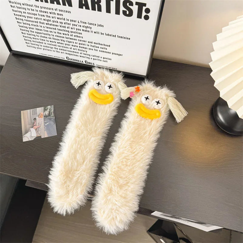 Lisslune | Fluffy Cartoon Women's Socks with Face