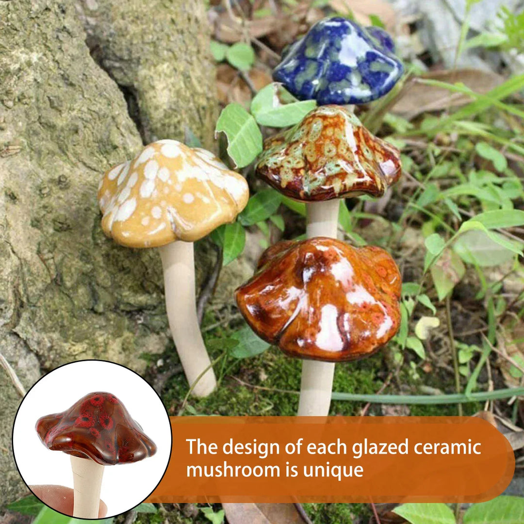 Rynx | 4 Piece Garden Mushroom Decorations Ceramic Fairy Mushroom Ornaments Realistic Mushroom Sculpture Color Accurate Fly Agaric