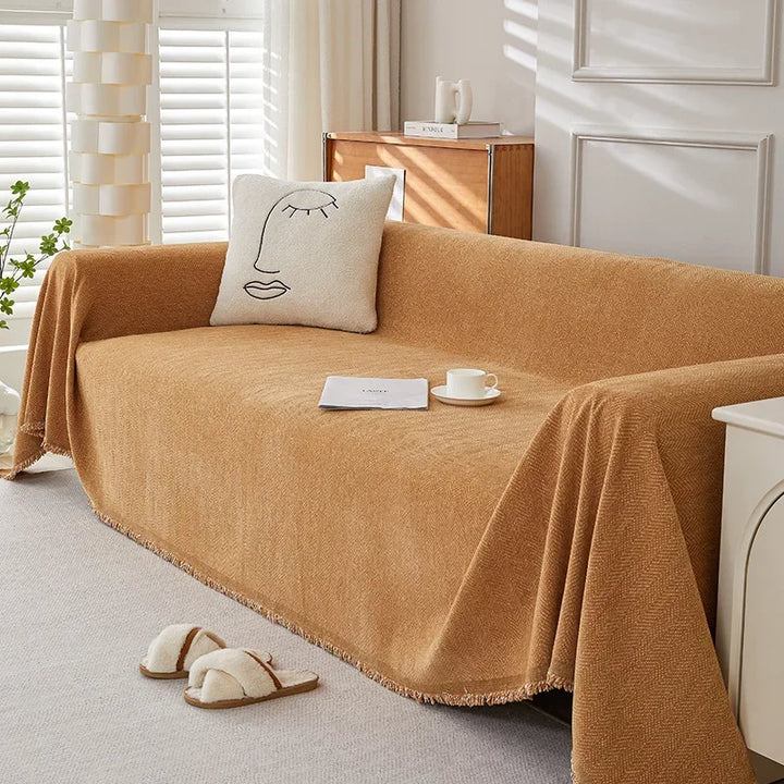 Rynx Fringe Throw Blanket Four Seasons Sofa Cover Dust Anti-Cat Scratch Protection Cover Sofa Blanket Rug Travel Rug Fringe