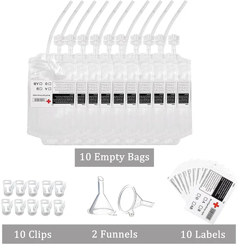 Rynx | 10 pcs./lot 350ml Halloween blood bags for drinks PVC drinking bags vampire theme party props horror man Halloween party accessories