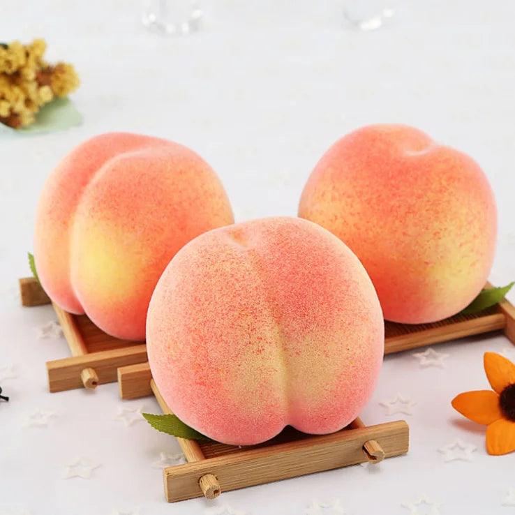 Lisslune | Realistic 8.5 cm Honey Peach Decorative Fruit Ornament for Home Elegance